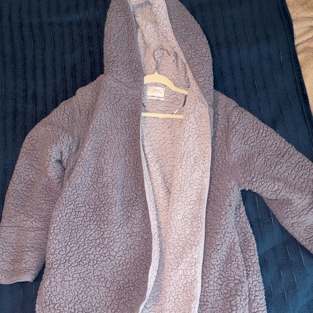 Urban OutfittersPurple Oversized Sherpa  Hooded Jacket with pockets